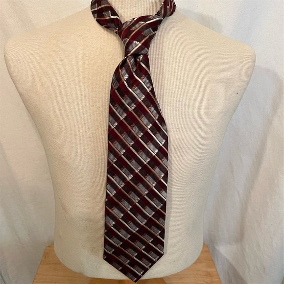 Roberto Villini couture Men Silk Tie Geometric Designer Formal Business Handmade - Picture 1 of 7